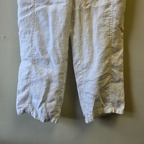 JM Collection Petite 6P White Linen Wide-Leg Pants Drawstring Waist & Pockets - Picture 4 of 12